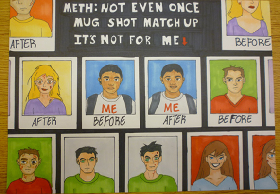 This artwork was submitted by Desmond Z. from Kapolei Middle School for the Hawaii Meth Project Take a Stand Against Meth Art contest and was recognized as an honorable mention. 