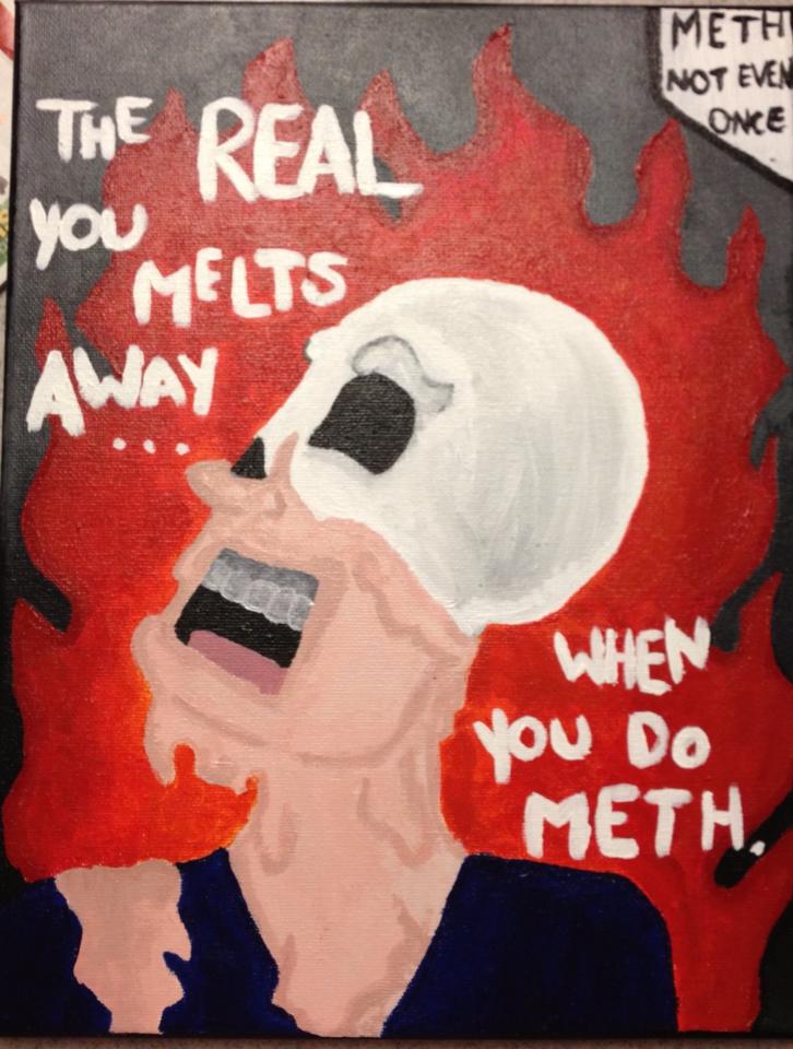 This artwork was submitted by Breanna F. from Moanalua High School for the Hawaii Meth Project Take a Stand Against Meth Art contest. 
